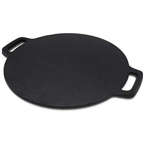 12.6-Inch Cast Iron Roti Tawa, Double Handled Cast Iron Crepe Pan for Dosa, Tortillas Cover