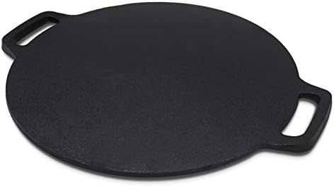 11-Inch Cast Iron Roti Tawa, Double Handled Cast Iron Crepe Pan for Dosa, Tortillas