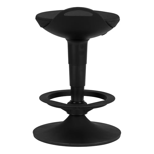 Image of Adjustable-Height Padded Lab Stool - Black