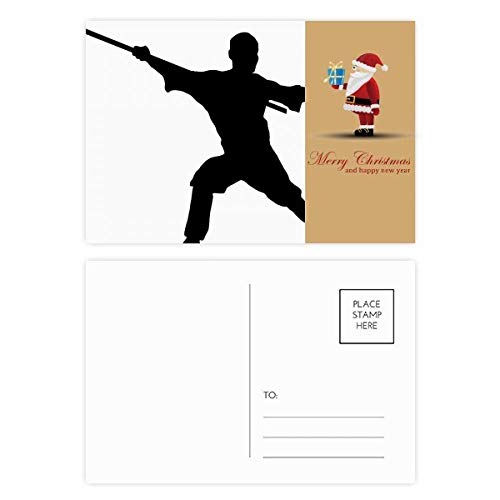 Cartes postales Shaolin Kung Fu et Père Noël pour vos vœux originaux en lot de 20