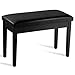 Giantex Piano Bench W/Padded Cushion and Music Storage, Comfortable Double Duet Seat, Wooden Legs, Perfect for Professional Or Home Use PU Leather Piano Stool (Black)