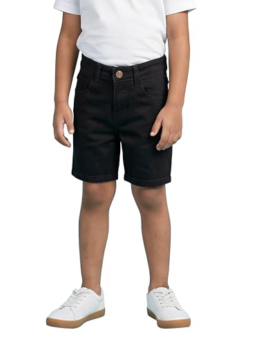 Image of KiddoPanti Boys Knee-Length Denim Shorts | Stretchable Cotton Poly Denim | Comfortable Fit with Button Elasticated Waistband & Zip Fly