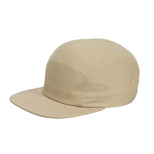 Image of 5 Panels Baseball Cap Classic Flat Bill Hat Cotton Short Flat Brim Caps