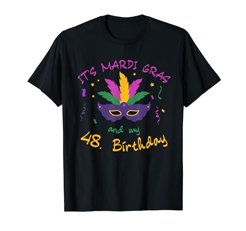 48th Birthday Mardi Gras Carnival Celebration Shirt Camiseta