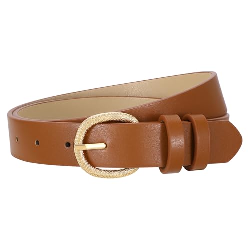 SANSTHS Fashion Womens Waist Belt with Exquisite Gold Buckle, Women Belt for Jeans Dresses Skirts Office Wear