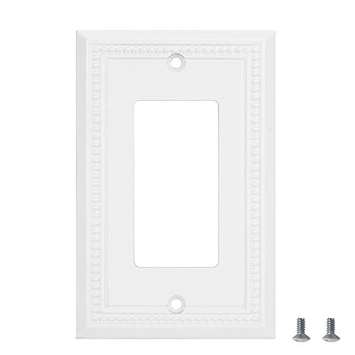 Image of Henne Bery Sunken Pearls Heavy Duty Decorative Wall Plate Switch Plate Outlet Cover (Single Decorator, 3 Pack, White)