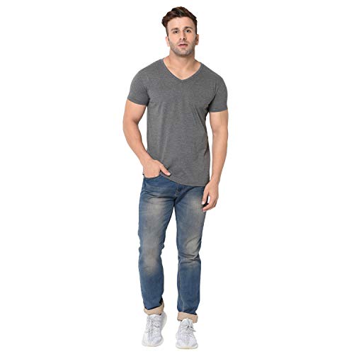 Image of Men's Cotton Blend Half Sleeve V Neck Tshirt