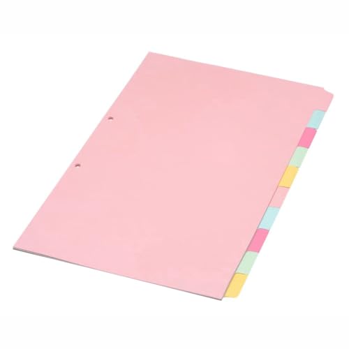 Image of A4 Subject Dividers – 10 Pack Cute File Dividers for Ring Binders Multi-Punched A4 Folder Dividers with Tabs Pink Divider Set for School, Office & Home Organisation