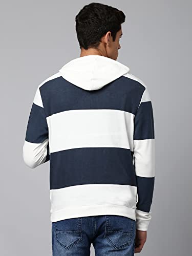 Image of Dennis Lingo Men's Cotton Blend Full Sleeves Color Block Hooded Sweatshirt - Regular-Fit and Lightweight, Casual Winterwear for Men