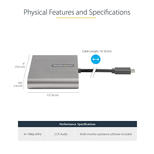 Adaptador USB-C a 4 HDMI para Windows miniatura 3