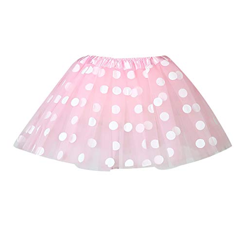 Tüllrock Damen Mit Punkte Und Glitzer - Ballett Tutu Petticoat Für Erwachsene - Karneval Kostüm Ballettrock - Rosa