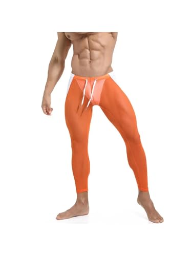Leggings de malla de cintura baja para hombre con cordón
