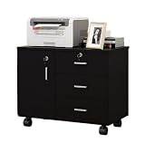 LumoLightファイルキャビネットオフィス用 キャビネット 収納 デスクワゴン 幅70×奥行40×高さ57CM 組立簡単 鍵付き 引き出し付き キャスター付き 大容量 A4対応 木目調 サイズデスク下 脇机 チェスト 書類整理 業...