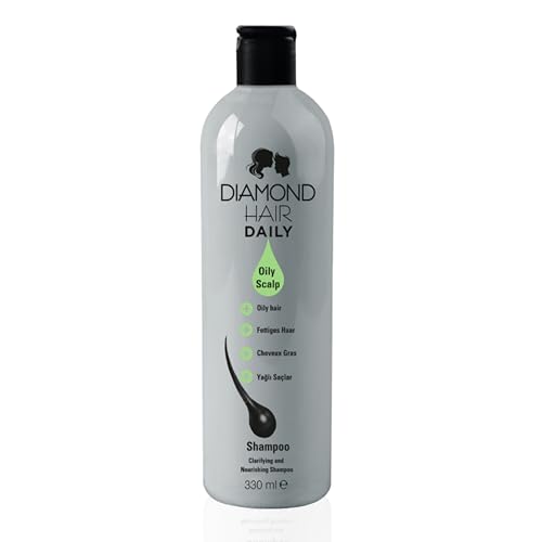 Diamond Hair Daily Oily Scalp Shampoo. 330 ml hochwertiges Shampoo um das Haarwachstum zu beschleunigen und eine effektive Lösung gegen Anti Schuppen und Haarausfall zu biete-mit Rizinusöl & Teebaumöl