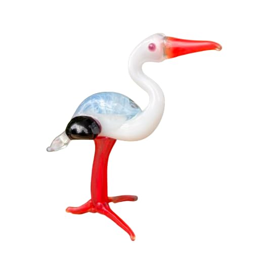 Glass Stork Figurine – Hand Blown Glass Bird Sculpture –