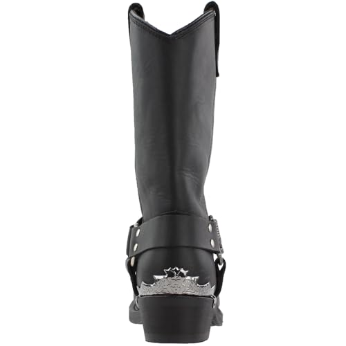 Dingo Mens Chopper Square Toe Casual Boots Mid Calf - Black - Size 10 D_M - Thumbnail 3