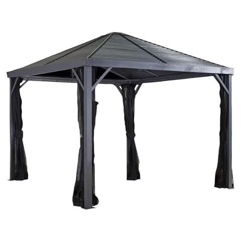 Sojag 8' x 8' Sanibel Hardtop Gazebo Outdoor Weather-Resistant Aluminum Frame Sun Shelter Cover