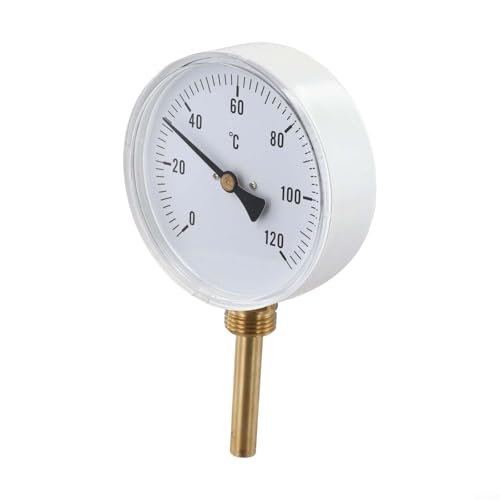 HavenDomicile Para el termómetro bimetálico del dial 0-120°C Indicador de temperatura del acero inoxidable para los sistemas de calefacción de la caldera con la manga de la inmersión