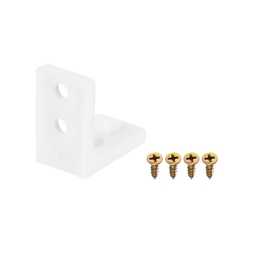 Équerres d'angle de fixation uxcell 90° blanc avec vis de montage pour meuble en bois - 5