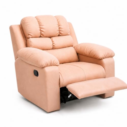 Image of Foire Electric Leather Recliner Chair with Swing & Rock Function | Relaxation Top Leather Reclining Armchair with Padded Headrest & Lumbar Support | Premium Comfort for Home, Office, Lounge, Beige