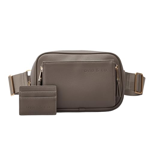 Image of AYLA & CO Women's Fanny Pack Adjustable Belt Bag with Crossbody Style, Magnetic Pocket, Key Leash, and Charging Pocket, Regular Strap 32-46 Inch, Pebble