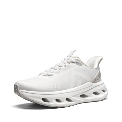 ALLSWIFIT Women's Slip On Walking Shoes Cushioning Hands Free Non-Slip Arch Support Breathable Lightweight Comfortable Workout Tennis Running Gym Fashion Sneakers 7 White