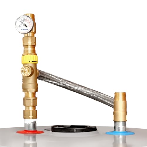 Water Heater Thermostatic Mixing Valve with Temperature Gauge and Flexible Connector (Braided)