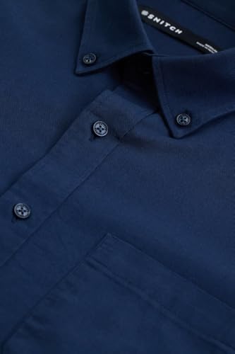 Image of SNITCH Navy Solid Front Pocket Slim Fit Shirts
