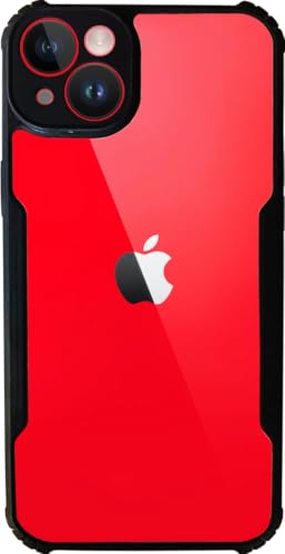 Image of AIBEX Crystal Clear Back Cover Case for Apple iPhone 14 Plus | 360 Degree Protection | Shock Proof Design | Transparent Back Cover Case (PC & TPU, Black Bumper)