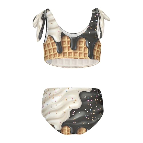 Glaze Caramel Sprinkles Black White Ice Cream Girls Tankini Swimsuit Kids Bikini Sets 2 Pcs Bathing Suit 3T2