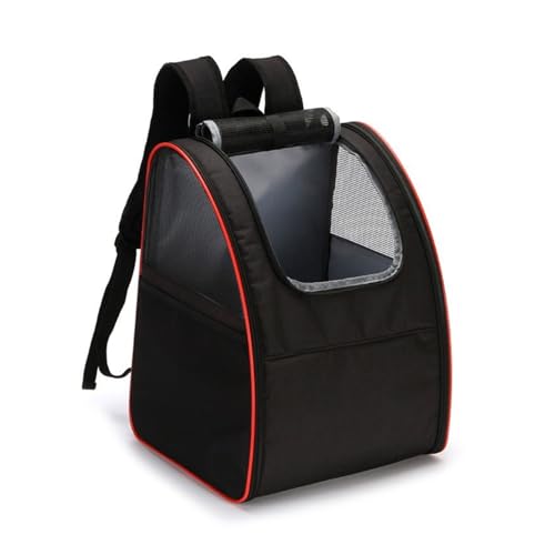 Compatible for pet Bag Dog Travel Folding Wire Pet Portable Breathable Comfortable Backpack Supplies(Black red)