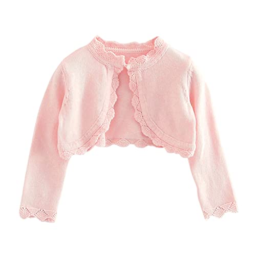 Girls Kids Knit Long Sleeve Lace Bolero Cardigan Sweater Toddler Cute Shawl Jacket Dress Cover Up Shrug