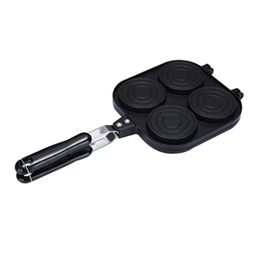 Hemoton Ägg Stekpanna Aluminiumlegering Pannkaka Pan Dubbelsidiga 4 Koppar Stekt Ägg Pan Hamburg Att Mögel Frukost Matlagning Vaska Gasspis Induktionshäll Svart