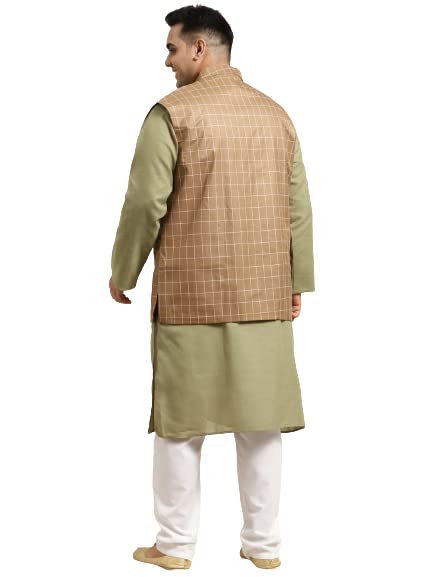 Image of SOJANYA (Since 1958, Men's Silk Blend Grey Kurta Pyjama & Silk Blend Jacket Combo