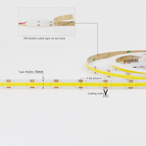 Image of LEDENET COB LED Strip Light White CCT Tunable 2700K-6000K DC24V 608LEDs /M CRI90+ High Density LED Tape Lights 16.4Ft /5M Dimmable LED Light Ribbon for Indoor Decoration