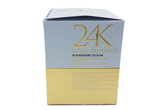 Deliplus Crema reparadora de lujo, 24 K Gold Progress, a base de partículas de oro, cara, cuello y escote, reafirmante… - Imagen 3
