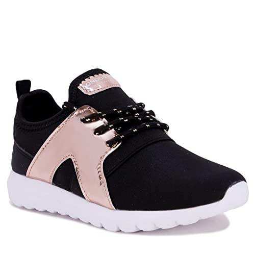 LONDON FOG Girls Angel Lane Metallic Fashion Sneaker Lace-Up Athletic Running Shoe (Big Kid - Little Kid) Rose 4