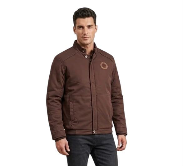 Men's Solid Casual Zip-Up Bomber Jacket with Ribbed Hem and collar-picture-54