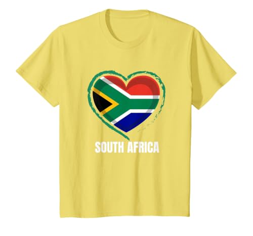 South African Flag South Africa Flag T-Shirt, Youth, Lemon Yellow, 2T