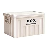 ＡＷＨＡＯ Contenedor de Almacenamiento con Tapa, Caja Multiusos Grande Que Ahorra Espacio con Asas, Caja de Almacenamiento con Tapa para Compras de Comestibles, Blanco, Individual