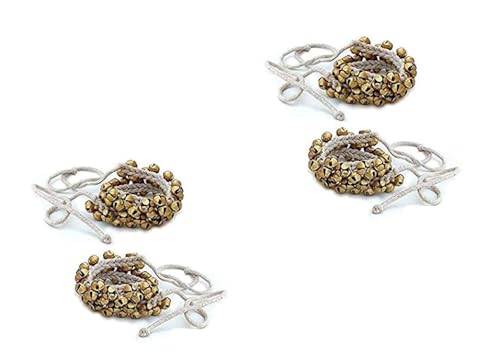 UAPAN Brass Ghungroo White cotton string Bells (1.6 CM, 25+25, Pair, pack of 2 pair)