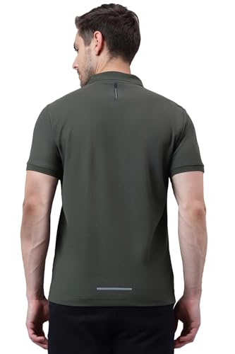 Image of Van Heusen Men Solid Regular Fit Polo T-Shirt - Anti Stat, Swift Dry, Half Sleeves