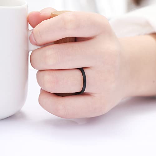 2mm Tungsten Carbide Ring for Women Tungsten Wedding Ring Black Thin Engagement Propose Promise Ring Comfort Fit Size 5-123