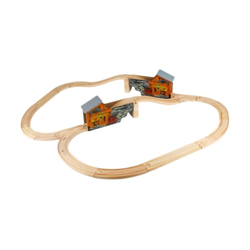 harayaa Wooden Train Track Set Wooden Railway Playset Puzzle Tracks Train Motor Activity Toy with Smooth Edges for Fine Motor Practice and Cognitive Learning, Cover Bridge Track - Image 7