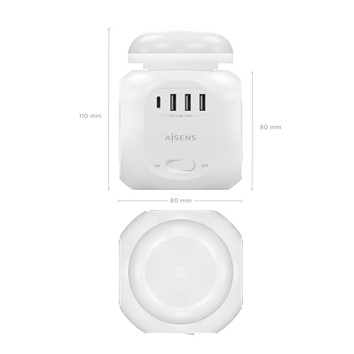 Regleta de enchufes con USB-C multifunción y 4 tomas de corriente blanca 6