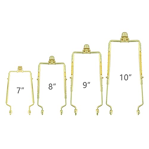 Lamp-Shade Harp Holder Adjustable Support - Tall 7 8 9 10 Inch And 3/8 Inch Standard Saddle E14 E26 E27 Light Base Uno Fitter Adapter Converter Finial Set Detachable Parts Bracket (Polished Brass) #TOP1