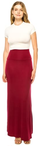Image of URBAN K Womens Basic Foldable High Waist Regular and Plus Size Maxi Skirts