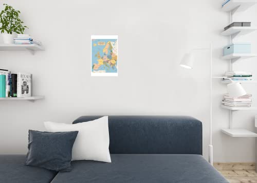 Vintage Map Of Europe Travel World Political Map Cities In Detail Map Posters For Wall Map Art Wall Decor Geographical Illustration Tourist Travel Destinations Cool Wall Decor Art Print Poster 12X18 #TOP4