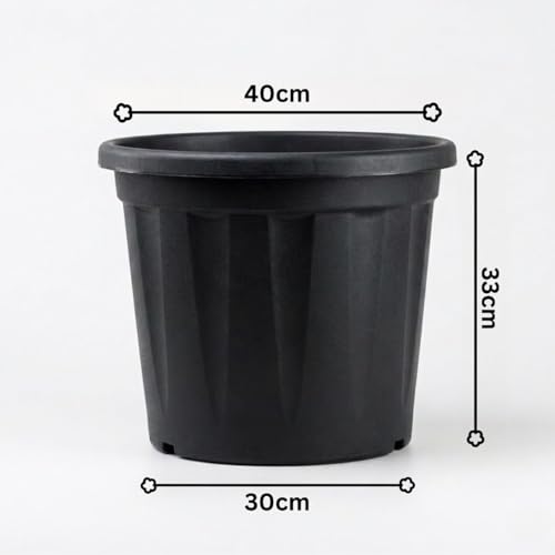 Image of 16 Inch Heavy Duty Plastic Planter | Grower Pot /Garden Pot for Home & Garden (Black) (Pack of 2)