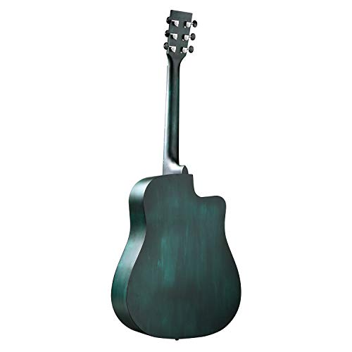 WINZZ HAND RUBBED Series - Left Handed 41 Inches Cutaway Acoustic Acustica Guitar Beginner Starter Bundle with Online Lessons, Padded Bag, Stand, Tuner, Capo, Chords, Strap, Picks, Dark Hunter Green - Thumbnail 4